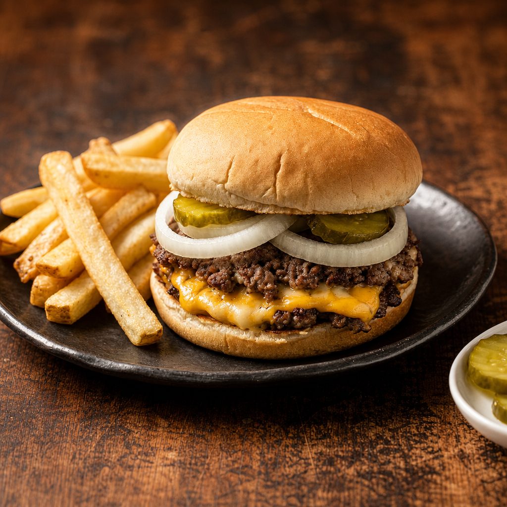 Steakhouse Burger with fries.