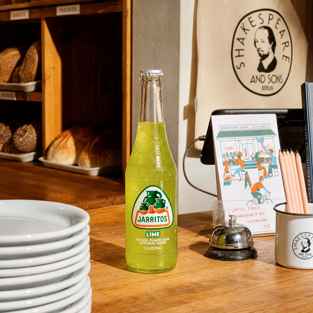 Jarritos Lime Soda Soft Glass Bottle.